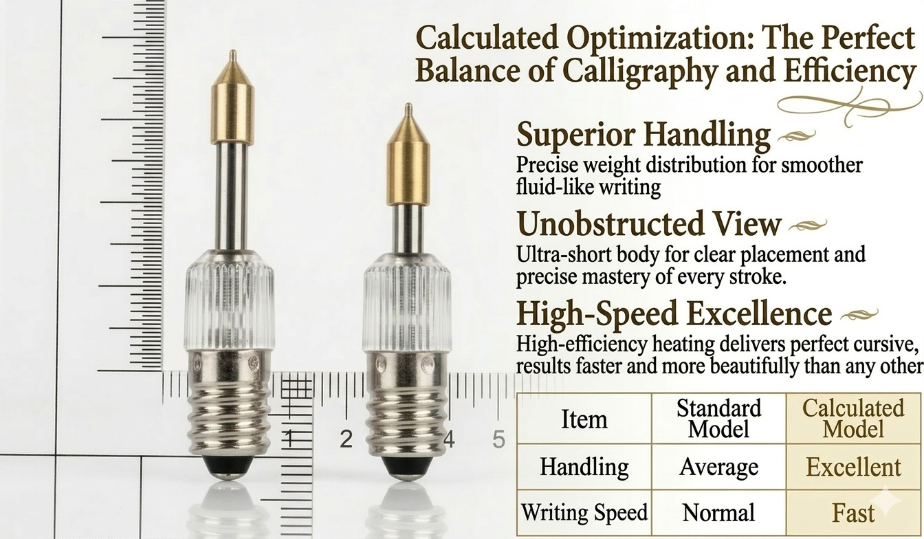 Ultra-short adapter tip comparison for hot foil pen KA-MG001BW